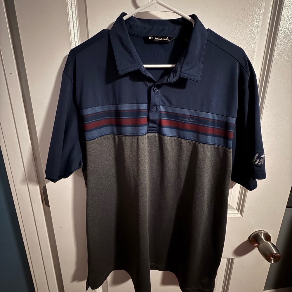 Travis Mathew Navy and Gray Polo